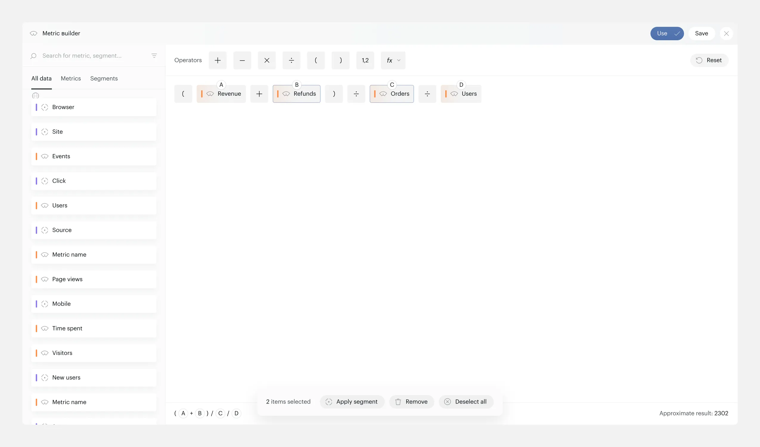 Multi-selection with floating toolbar